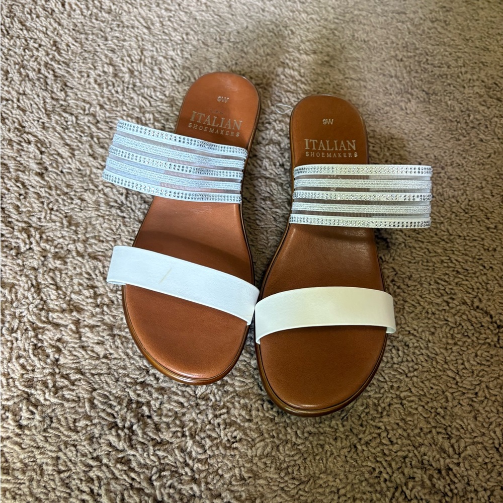 Italian Shoemakers White and Brown Sandals Minimalist Design